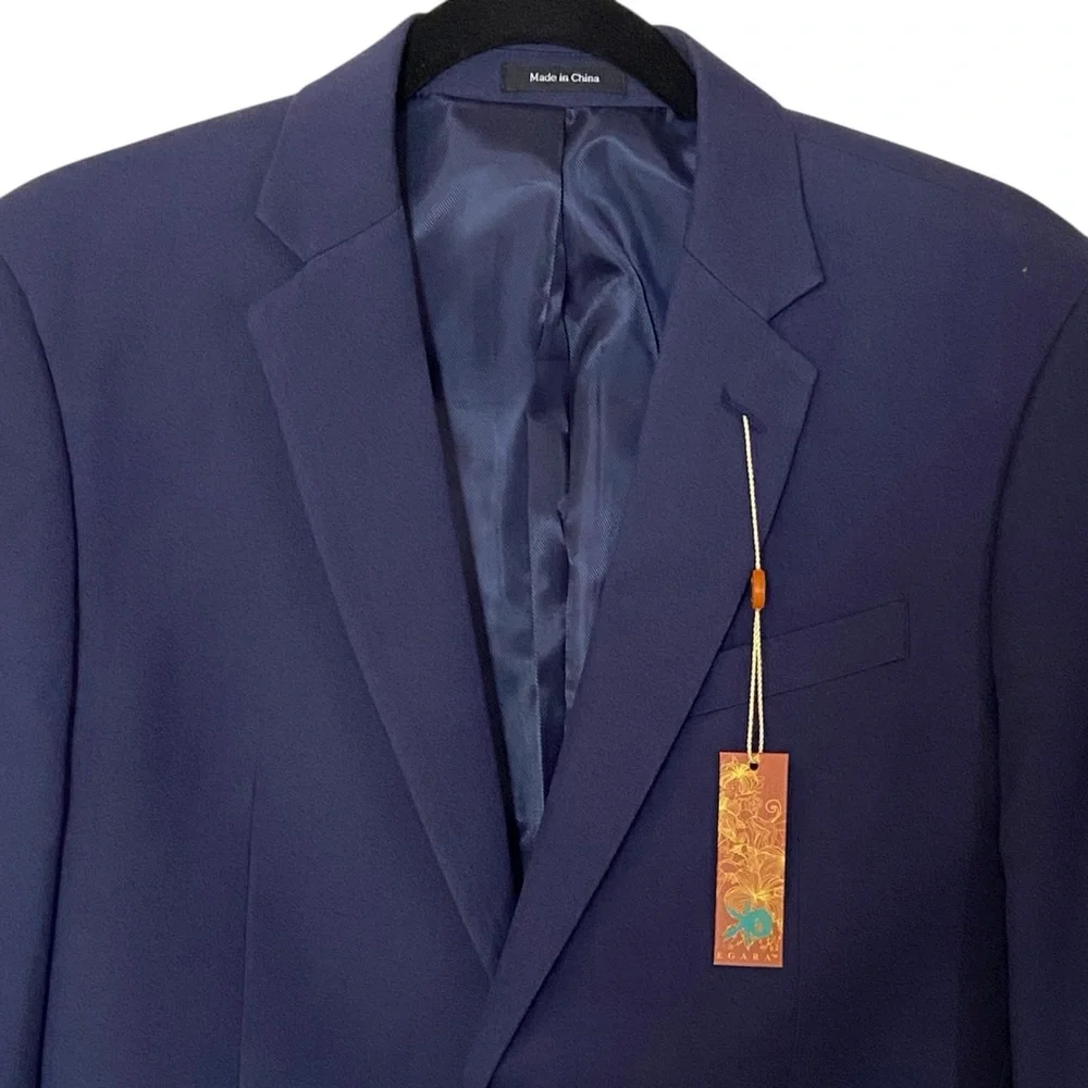 NWT Egara Men’s Navy 2 Piece Suit 40R 34W Classic Fit Unhemmed